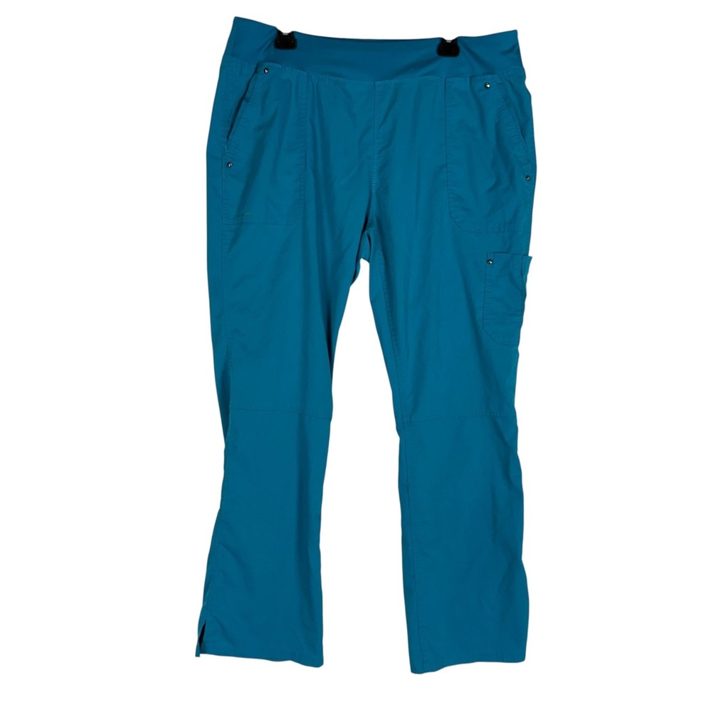 Healing Hands Pants Womens XL Blue Cargo Scrub Twill Pull On Stretch Pockets